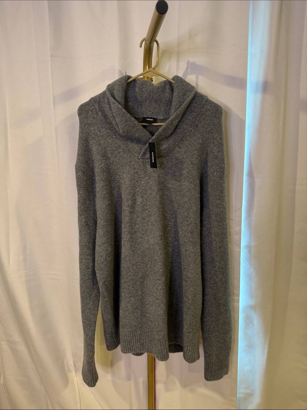 Express Felted Shawl Neck Men's Gray Turtleneck Sweater